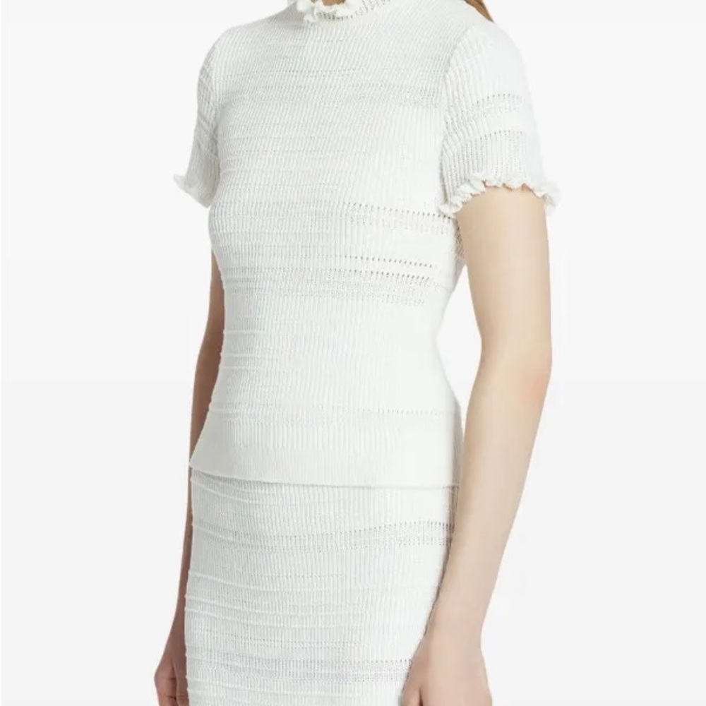 LANVIN Cotton Knit Ruffle Top